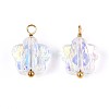 Electroplate Glass Flower Charms STAS-N110-15G-1
