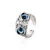 Glass Owl Wide Open Cuff Ring RJEW-S038-239-3