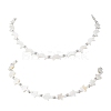2Pcs 2 Styles Natural White Shell & Brass Moon Star Beaded Necklaces NJEW-JN05854-2