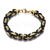 Ion Plating(IP) Two Tone 201 Stainless Steel Byzantine Chain Bracelet for Men Women BJEW-S057-86A-01-1