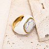 Oval 304 Stainless Steel with Natural Howlite Finger Rings FS-WGC5475-10-2