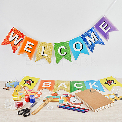 2 Sets 2 Styles Welcome Come Back & School Supplies Paper Banners DIY-CP0009-68-1