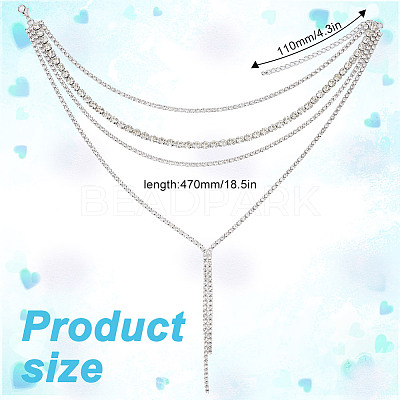 1Pc Iron Rhinestone Tennis Chains Bib Necklace NJEW-FG0001-11A-1
