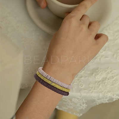 Polymer Clay Heishi Surfer Stretch Bracelets Set BJEW-SW00130-1