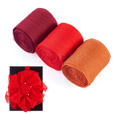 3 Rolls 3 Colors Wrinkle Polyester Ribbon OCOR-TA0002-98D-1