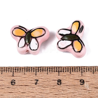 Hand Painted Butterfly Porcelain Beads PORC-Q006-05A-1