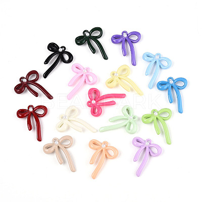 Rack Plating Spray Painted  Alloy and ABS Imitation Pearl Pendants PALLOY-T090-44-1