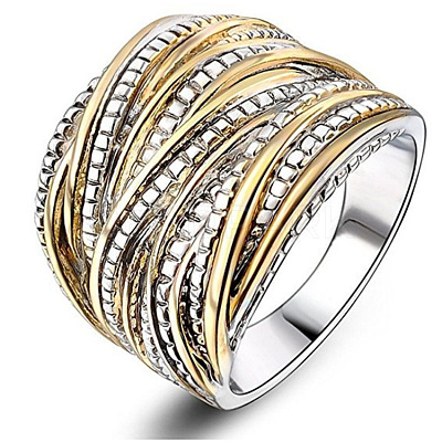 Criss Cross Alloy Crystal Rhinestone Wide Finger Rings FS-WGCE8BA-04-1