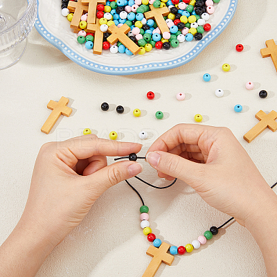 DIY Round & Cross Pendant Necklace Making Kits DIY-DC0004-02C-1