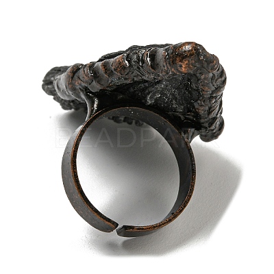 Natural Black Tourmaline Adjustable Rings RJEW-K269-07R-1