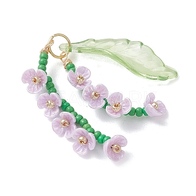 Glass Seed Beaded Pendants PALLOY-MZ01249-03-1