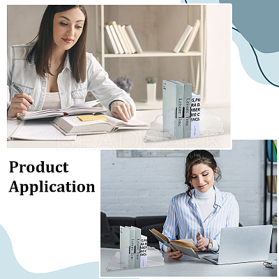 Desktop Acrylic Bookends for Book Lover AJEW-PH0008-87-1