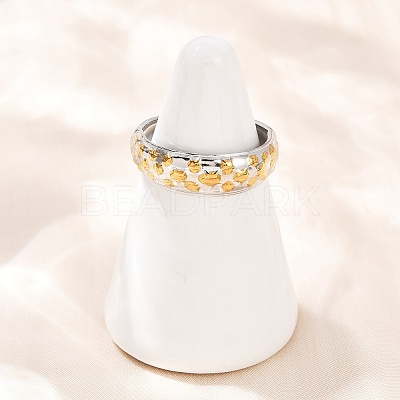 304 Stainless Steel Double Color Cuff Rings RJEW-S635-01GP-08-1