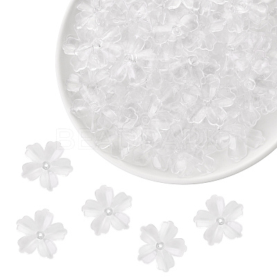 Flower Acrylic Beads TACR-YW0001-17-1