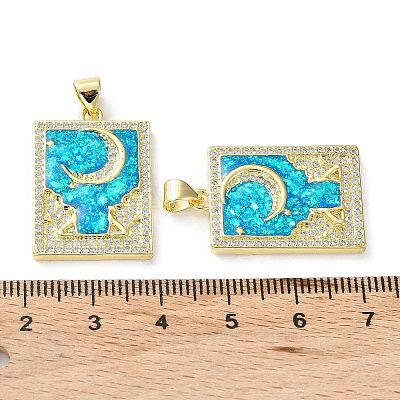 Rack Plating Brass Micro Pave Cubic Zirconia Moon Pendants KK-C041-11G-1