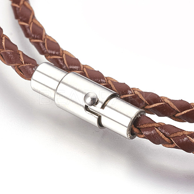 Leather Braided Cord Wrap Bracelets/Necklaces BJEW-JB03918-02-1