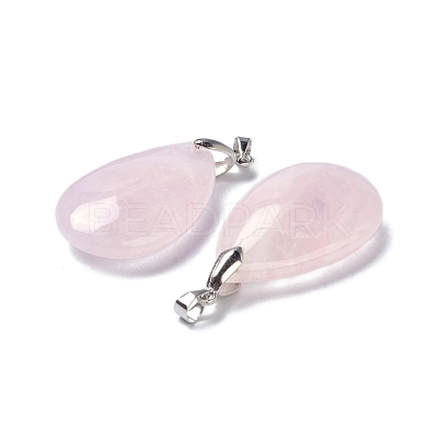 Natural Rose Quartz Pendants X-G-D084-01P-B15-1