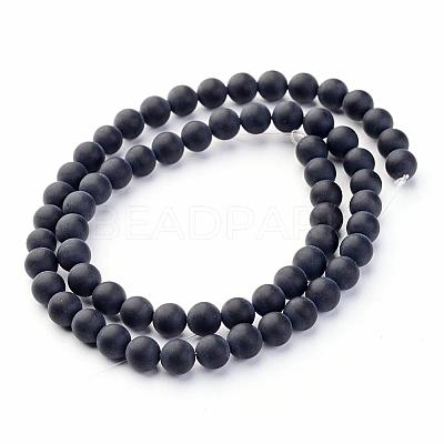 Grade A Natural Black Agate Beads Strands G447-3-1