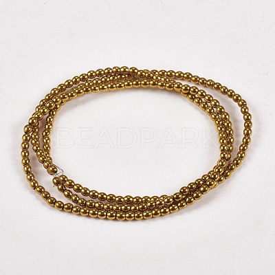 Golden Plated Electroplate Non-Magnetic Synthetic Hematite Round Beads Strands X-G-J169A-2mm-04-1