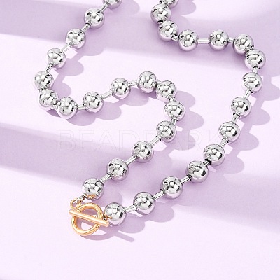 201 Stainless Steel Ball Chain Necklaces with Golden Tone OT Clasps SA-CBAD3BB-05P-1