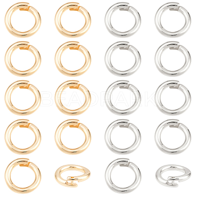 20Pcs 2 Colors Brass Locking Jump Rings KK-BBC0023-07C-1
