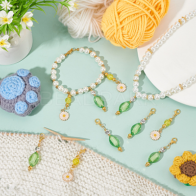 Daisy & Oval Pendant Stitch Markers HJEW-AB00458-1