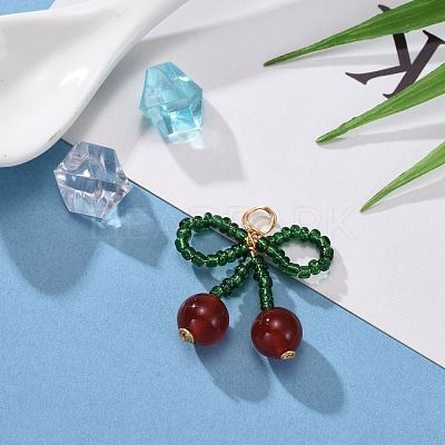 Glass Seed Beads Pendants X-PALLOY-JF00520-1