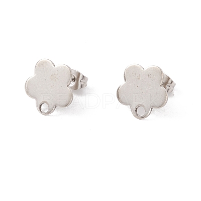 Non-Tarnish 201 Stainless Steel Stud Earring Findings with Hole EJEW-A071-10B-P-1