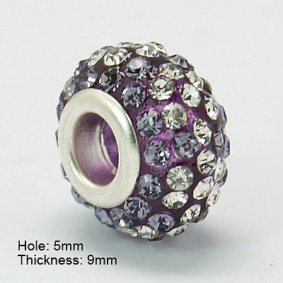 Resin Rhinestone European Beads GPDL-C004-01S-1