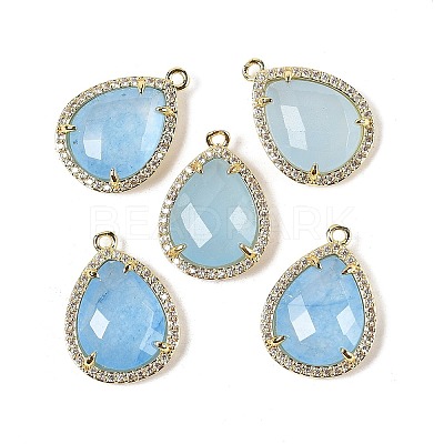 Dyed Natural White Jade Faceted Teardrop Pendants G-I382-01G-04-1