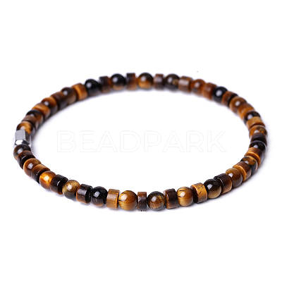 Natural Tiger Eye Beads Stretch Bracelets for Women Men PW-WG6A9BA-06-1