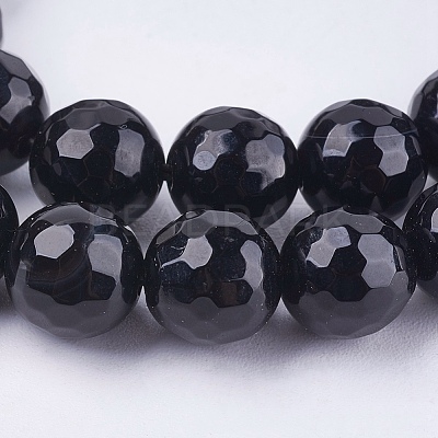 Natural Black Onyx Round Beads Strand G-L084-8mm-20-1