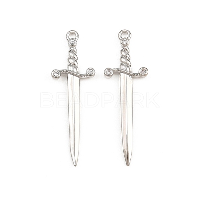 Brass Micro Pave Clear Cubic Zirconia Pendants CU-CBAD306-20P-1