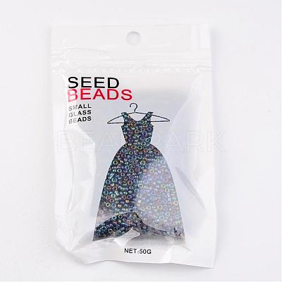 Round Transparent Colors Rainbow Glass Seed Beads X-SEED-A007-2mm-172-1