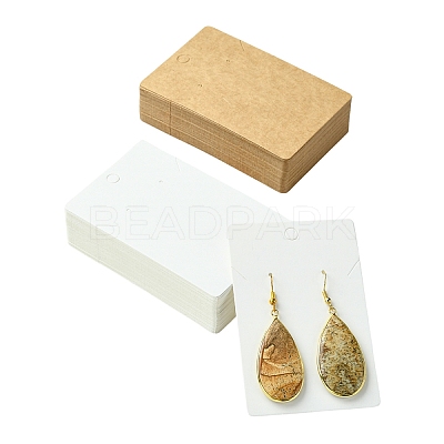 50Pcs Rectangle Kraft Paper One Pair Earring Display Cards with Hanging Hole CDIS-YW0001-16A-1