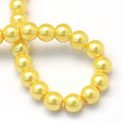 Baking Paint Pearlized Glass Pearl Round Bead Strands X-HY-Q330-8mm-67-1