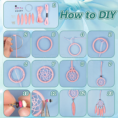 DIY Woven Net/Web with Feather Making Kits DIY-GA0008-81-1