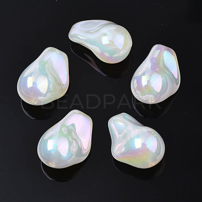 Rainbow Iridescent Plating Acrylic Beads PACR-S221-007-1