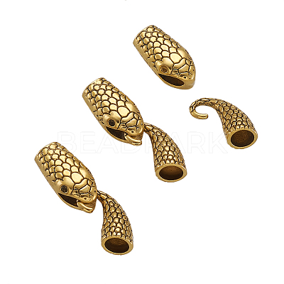 Tibetan Style Alloy Hook and Snake Head Clasps TIBE-TA0001-06AG-1
