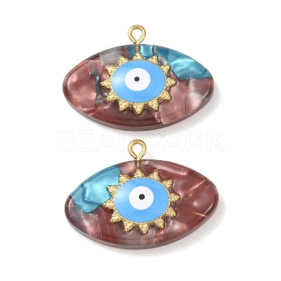 304 Stainless Steel Resin Pendants STAS-F352-07D-06-1