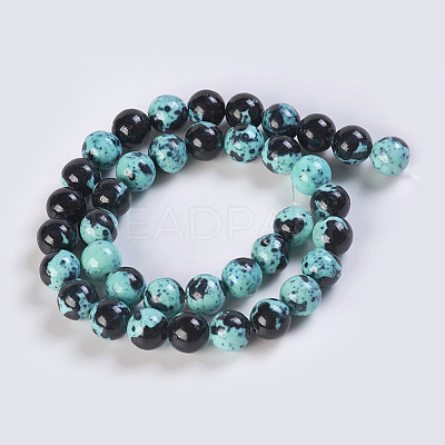 Natural Ocean White Jade/Rain Flower Stone Beads Strands G-K254-A03-1