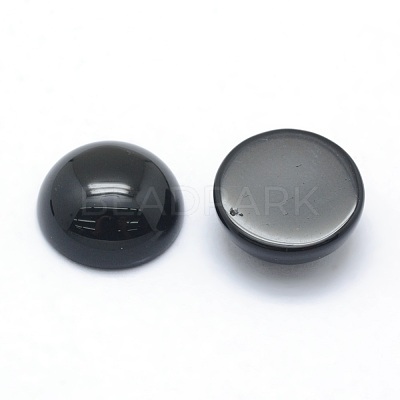 Natural Dyed & Heated Black Agate Cabochons X-G-P393-R02-12mm-1
