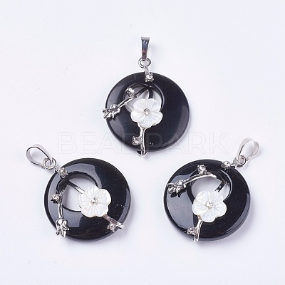 Natural Dyed & Heated Black Agate Pendants G-F546-A16-1