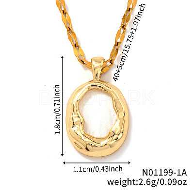 Chic Minimalist Brass Oval Pendant Dapped Chain Necklace for Women VG2128-1-1