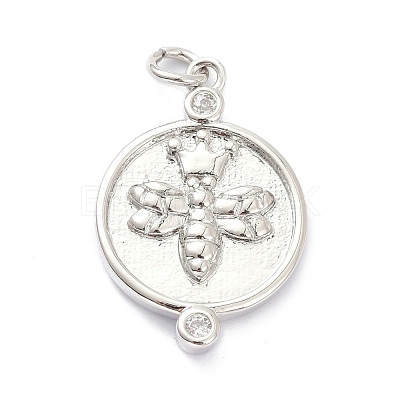 Brass Micro Pave Clear Cubic Zirconia Pendants ZIRC-L091-082P-1