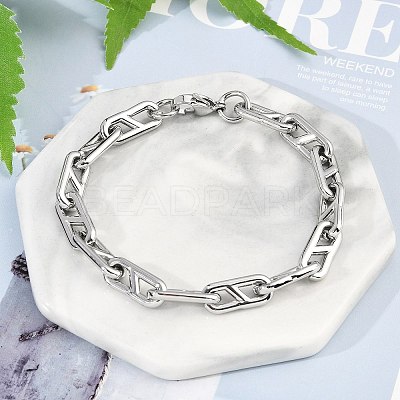 304 Stainless Steel Oval Link  Chain Bracelets for Women Men BJEW-F488-49B-P-1