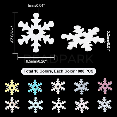 AHADEMAKER 10 Bags 10 Colors Snowflake Plastic Paillette/Sequins Beads MRMJ-GA0001-16-1
