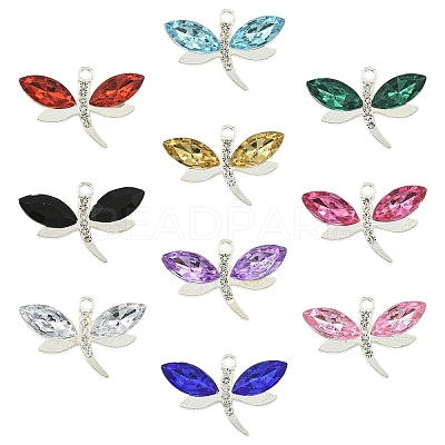 20Pcs 10 Colors Alloy Rhinestones Charms FIND-YW0010-95-1