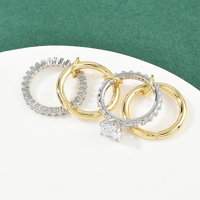 Brass Micro Pave Cubic Zirconia Plain Band Finger Rings for Women RJEW-P160-01F-G01-1