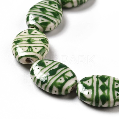 Handmade Printed Porcelain Beads PORC-F005-01B-1